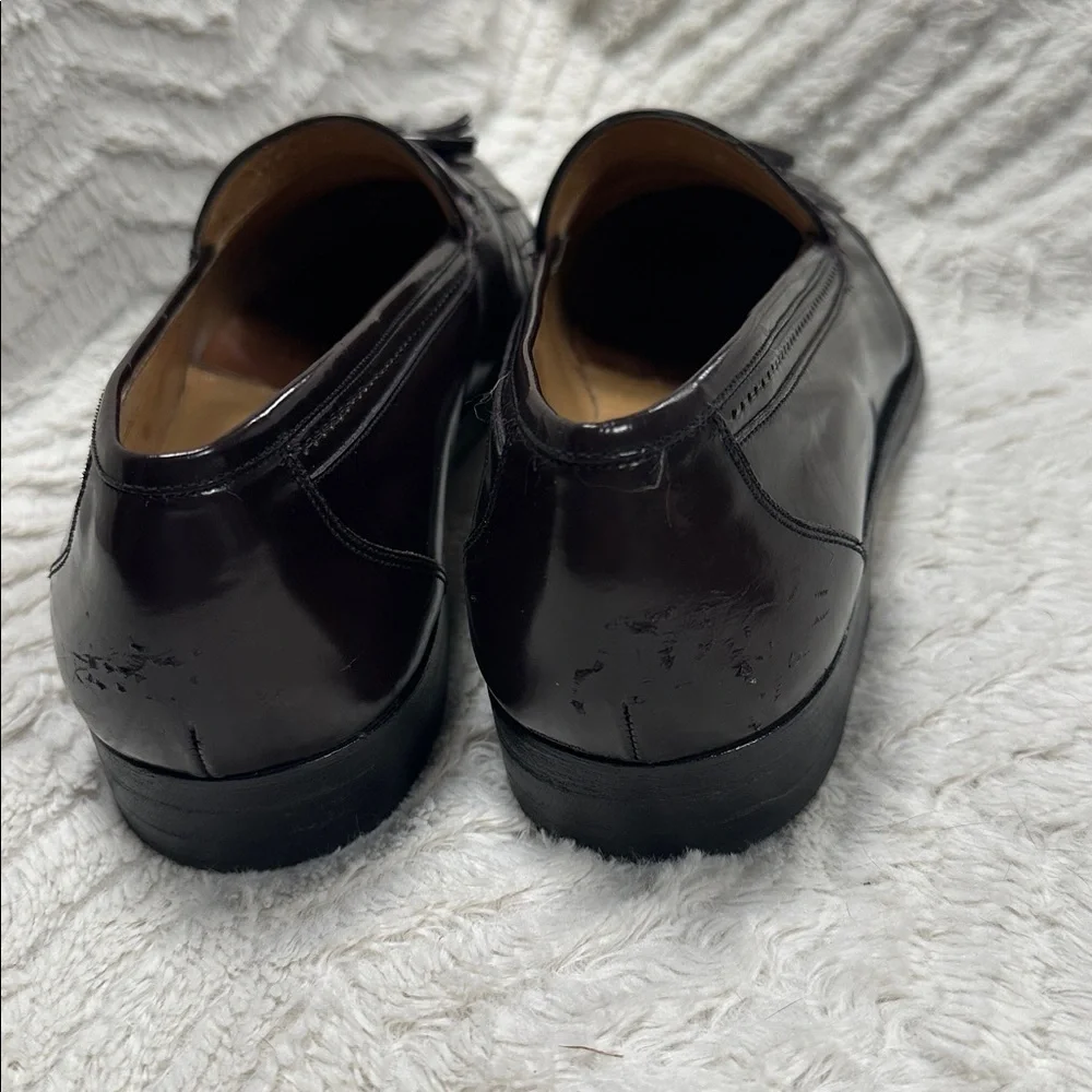 Bally Moresco Brown Leather Tassel Fringe Loafer Shoes Size 10 D, Made in Italy
